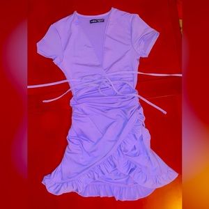 purple dress with ruffles